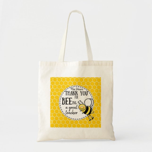 Thank you for being a great teacher honey bee tote bag (Front)