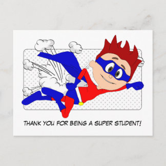 Thank you for being a super student boy postcard