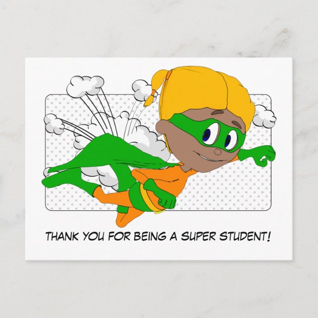Thank you for being a super student girl postcard (Front)