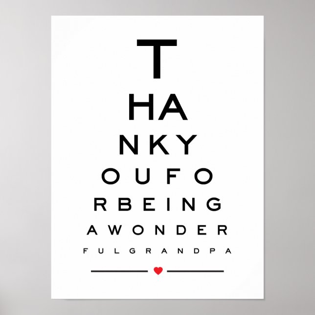 Thank you for being a wonderful grandpa eye chart (Front)
