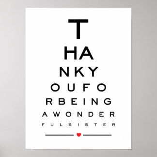 Thank you for being a wonderful sister eye chart