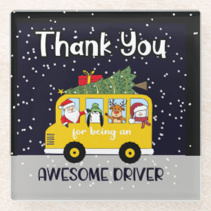 thank you for being an awesome school bus driver glass coaster