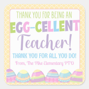 Thank You for Being An Egg-Cellent Teacher Easter Square Sticker