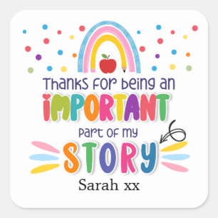 Thank You for Being in My Story Button Square Sticker