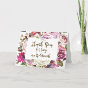 thank you for being my bridesmaid card