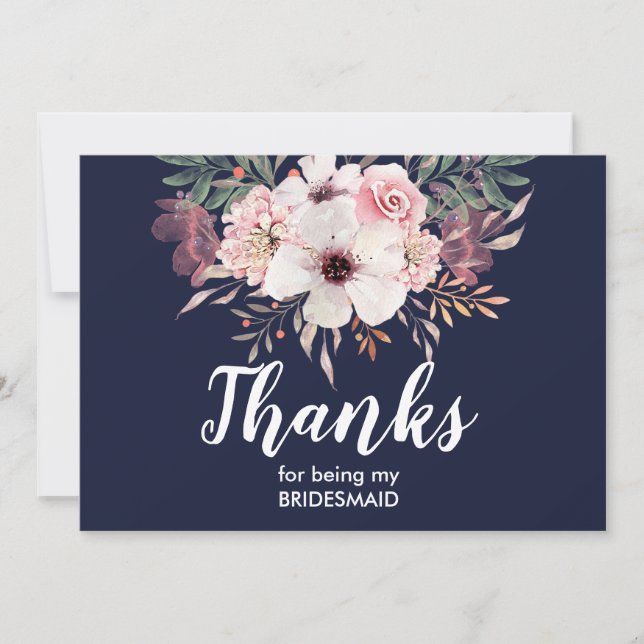Thank You For Being My Bridesmaid Card | Floral (Front)