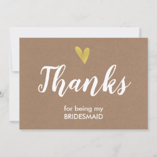 Thank You For Being My Bridesmaid Card   Kraft