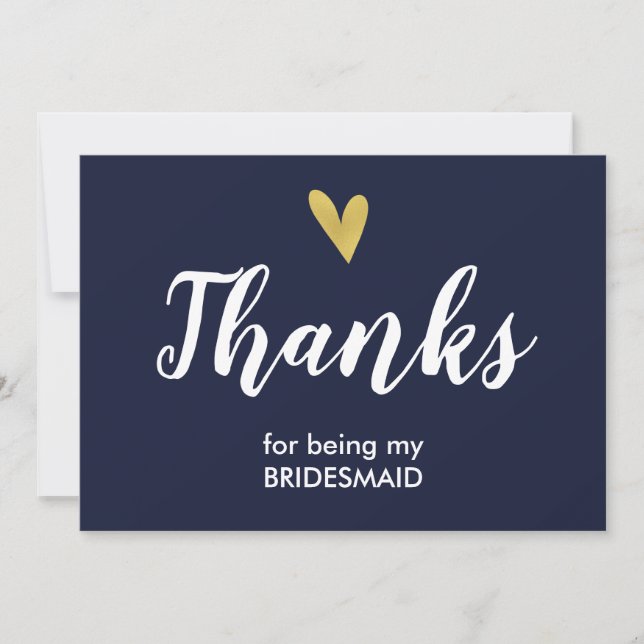 Thank You For Being My Bridesmaid Card | Navy (Front)