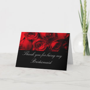 "Thank You for Being My Bridesmaid" - Red Rose Bou Thank You Card