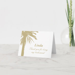 Thank you for being my bridesmaid sandy palm tree card