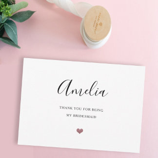 thank you for being my bridesmaid wedding glitter  card