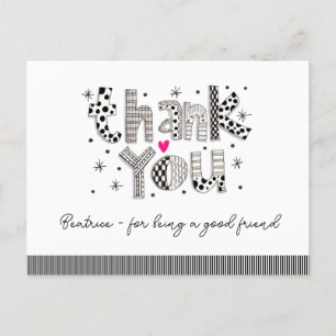 Thank You for Being My Friend Whimsical Lettering Postcard