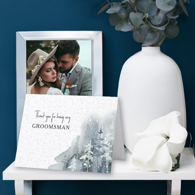 Thank You for being my Groomsman Snow Forest Card (Wedding Party thank you card from the Snow Forest wedding collection by Darling & May)