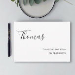 thank you for being my groomsman wedding modern card<br><div class="desc">A cute custom name thank you card to send to your groomsman,  ring bearer,  witness etc. Text fully customisable!</div>