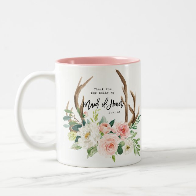thank you for being my maid of honor floral mug (Left)