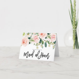 thank you for being my maid of honour card floral