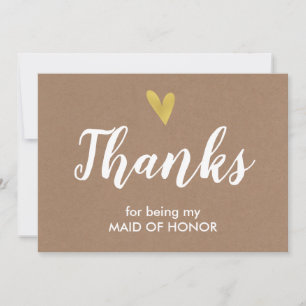 Thank You For Being My Maid Of Honour Card Kraft
