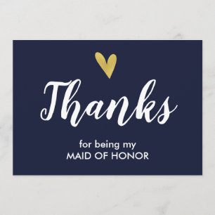 Thank You For Being My Maid Of Honour Card   Navy