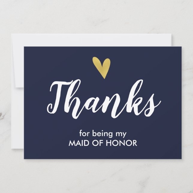 Thank You For Being My Maid Of Honour Card | Navy (Front)