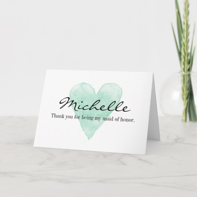 Thank you for being my maid of honour cards (Front)