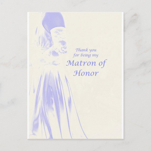 Thank You for Being My Matron of Honour Postcard (Front)