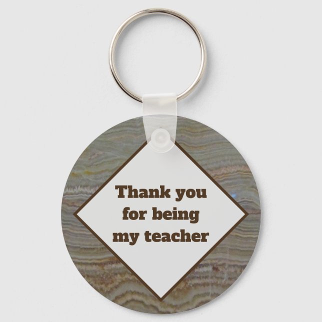 Thank You For Being My Teacher Brown Green Onyx Key Ring (Front)