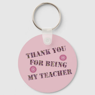 Thank You For Being My Teacher Custom Background Key Ring