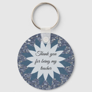 Thank You for being My Teacher Mosaic Blue Tile Key Ring