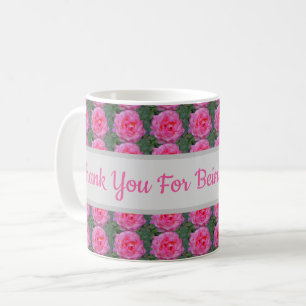 Thank You for Being My Teacher Pink Rose Pattern Coffee Mug