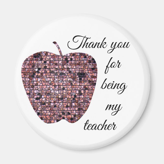 Thank You For Being My Teacher Red Mosaic Appple Magnet (Front)
