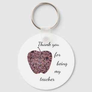 Thank You For Being My Teacher Stained Glass Apple Key Ring