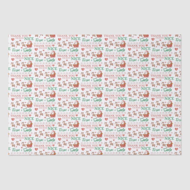 Thank You For Being Nice From Santa Tissue Paper  (Front)