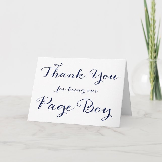Thank You For Being Our Page Boy Wedding Card (Front)