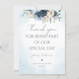 Thank You for Being Part of Our Day Floral Blue Invitation