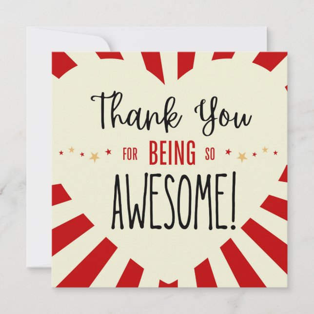 Thank You for Being So Awesome, Thank You Teacher Card (Front)