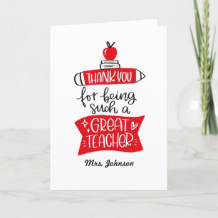 Thank You for Being Such a Great Teacher Card