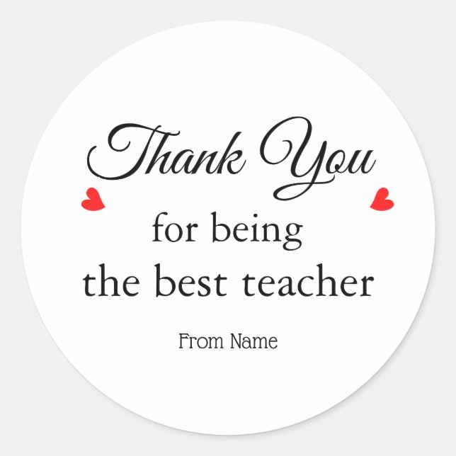 Thank You For Being The Best Teacher Sticker (Front)