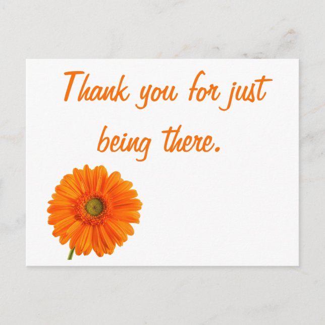 Thank you for being there simple modern floral  postcard (Front)