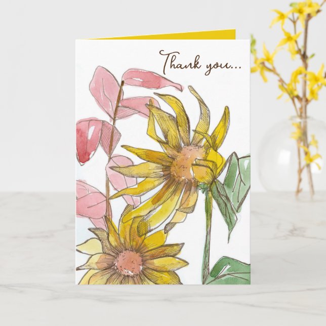 Thank You For Believing In Me Sunflowers  Card (Yellow Flower)