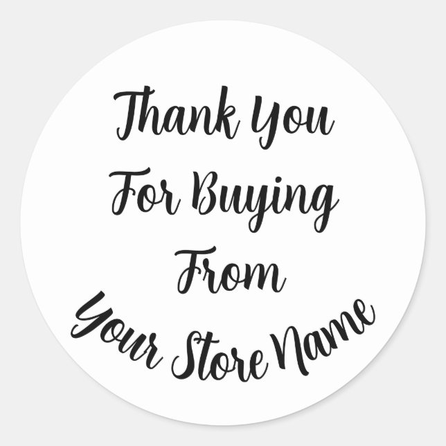 Thank You For Buying Custom Business Short Name Classic Round Sticker (Front)
