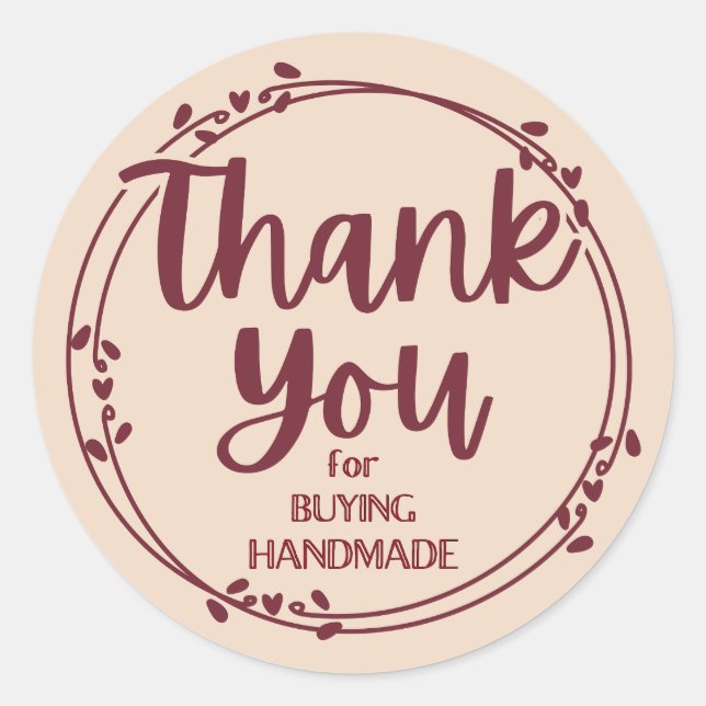 Thank You for Buying HANDMADE Classic Round Sticker (Front)