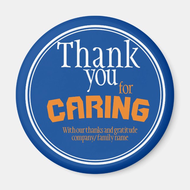 Thank You for Caring Typography Blue Magnet (Front)