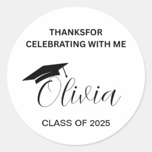 Thank You For Celebrating Graduation Party Favour  Classic Round Sticker