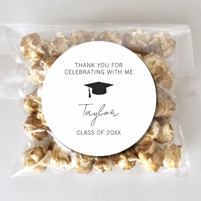 Thank You For Celebrating Graduation Party Favour Classic Round Sticker (Creator Uploaded)