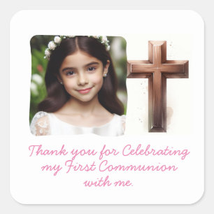 Thank you for Celebrating My 1st communion with me Square Sticker