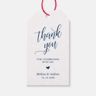 Thank you for celebrating, Navy Blue, Wedding Gift Tags
