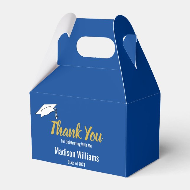 Thank You For Celebrating With Me Blue Graduation Favour Box (Back Side)