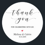 Thank you for celebrating with us, Birthday Classic Round Sticker<br><div class="desc">Thank you for celebrating with us stickers. It is a perfect sticker to used in your wedding or other celebration,  e.g.,  Birthday party,  Anniversary celebration,  Baby shower and others.</div>