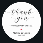 Thank you for celebrating with us, Birthday Classic Round Sticker<br><div class="desc">Thank you for celebrating with us stickers. It is a perfect sticker to used in your wedding or other celebration,  e.g.,  Birthday party,  Anniversary celebration,  Baby shower and others.</div>