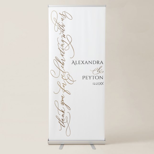 Thank You for Celebrating with Us Bold Typography Retractable Banner (Front)